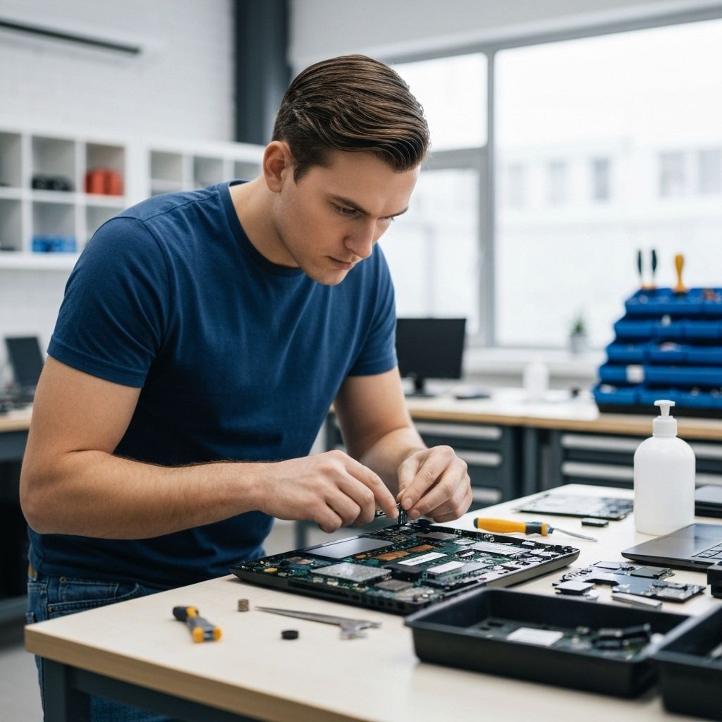 Technician repairing a computer